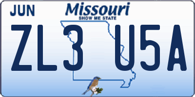 MO license plate ZL3U5A