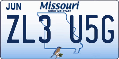 MO license plate ZL3U5G