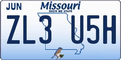 MO license plate ZL3U5H
