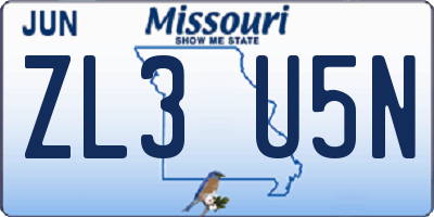 MO license plate ZL3U5N