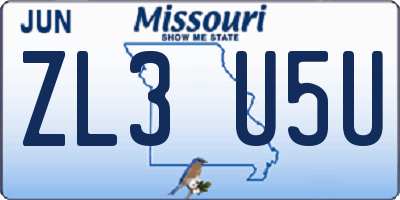 MO license plate ZL3U5U