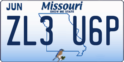 MO license plate ZL3U6P