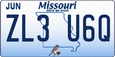 MO license plate ZL3U6Q