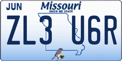 MO license plate ZL3U6R