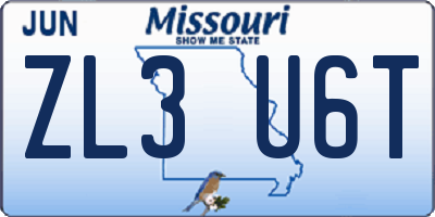MO license plate ZL3U6T