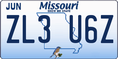 MO license plate ZL3U6Z
