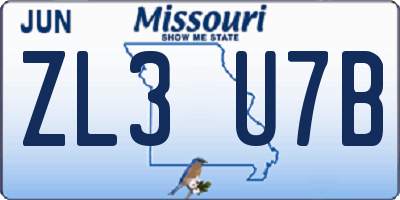 MO license plate ZL3U7B