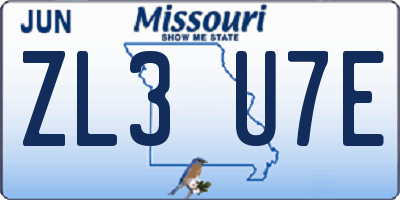 MO license plate ZL3U7E