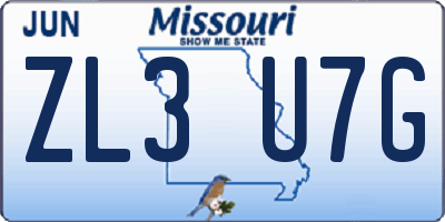 MO license plate ZL3U7G