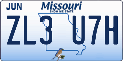 MO license plate ZL3U7H