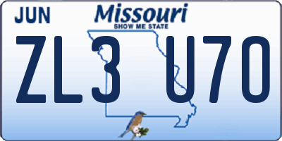 MO license plate ZL3U7O