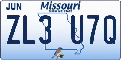MO license plate ZL3U7Q