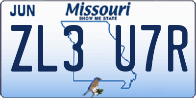 MO license plate ZL3U7R