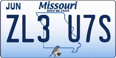 MO license plate ZL3U7S