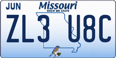 MO license plate ZL3U8C