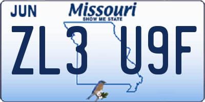 MO license plate ZL3U9F