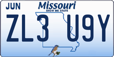 MO license plate ZL3U9Y
