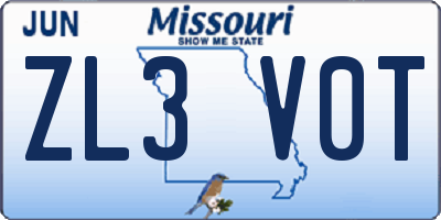 MO license plate ZL3V0T