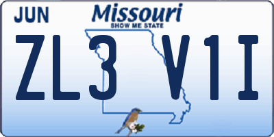 MO license plate ZL3V1I