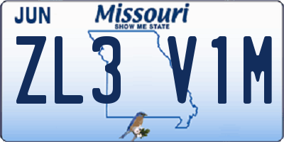 MO license plate ZL3V1M
