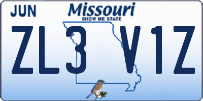 MO license plate ZL3V1Z