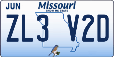 MO license plate ZL3V2D