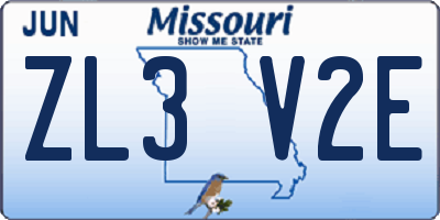 MO license plate ZL3V2E
