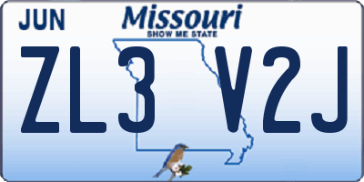 MO license plate ZL3V2J