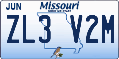 MO license plate ZL3V2M