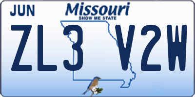 MO license plate ZL3V2W