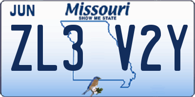 MO license plate ZL3V2Y