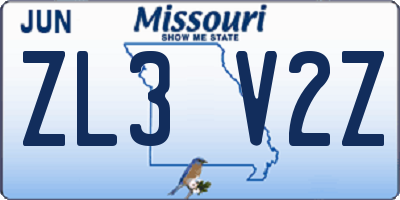 MO license plate ZL3V2Z
