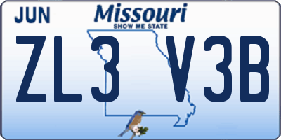 MO license plate ZL3V3B