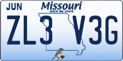 MO license plate ZL3V3G