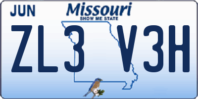 MO license plate ZL3V3H