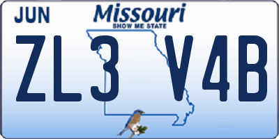 MO license plate ZL3V4B