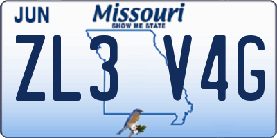 MO license plate ZL3V4G