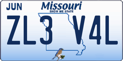 MO license plate ZL3V4L