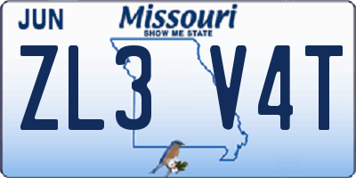 MO license plate ZL3V4T