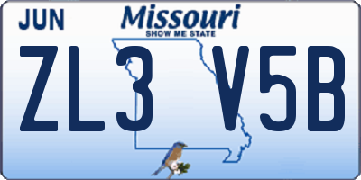 MO license plate ZL3V5B