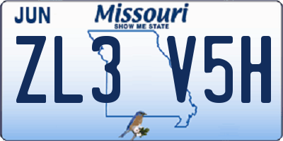MO license plate ZL3V5H