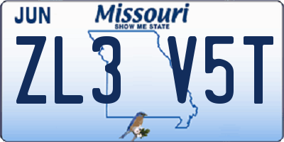 MO license plate ZL3V5T