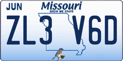 MO license plate ZL3V6D