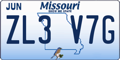 MO license plate ZL3V7G