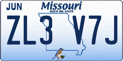 MO license plate ZL3V7J