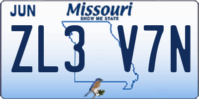 MO license plate ZL3V7N