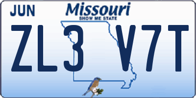 MO license plate ZL3V7T