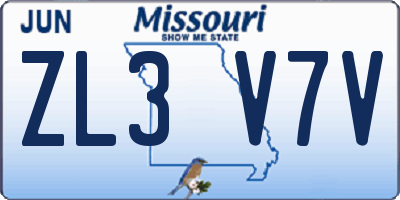 MO license plate ZL3V7V