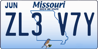 MO license plate ZL3V7Y