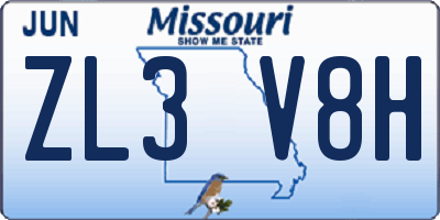 MO license plate ZL3V8H